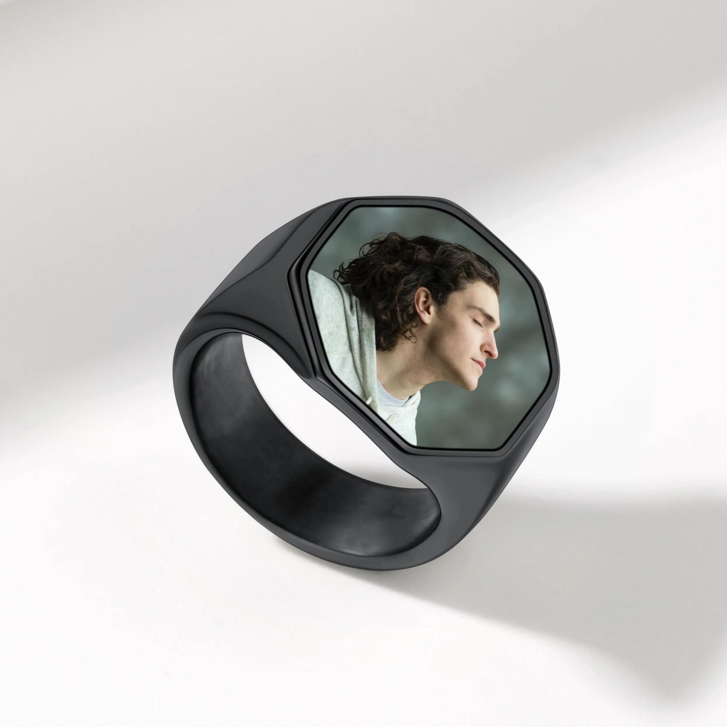Personalized Octagon Signet Ring With Photo for