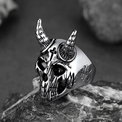 Satanic Baphomet Goat Skull Head Ring for