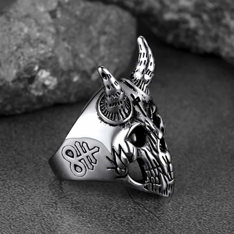Satanic Baphomet Goat Skull Head Ring for