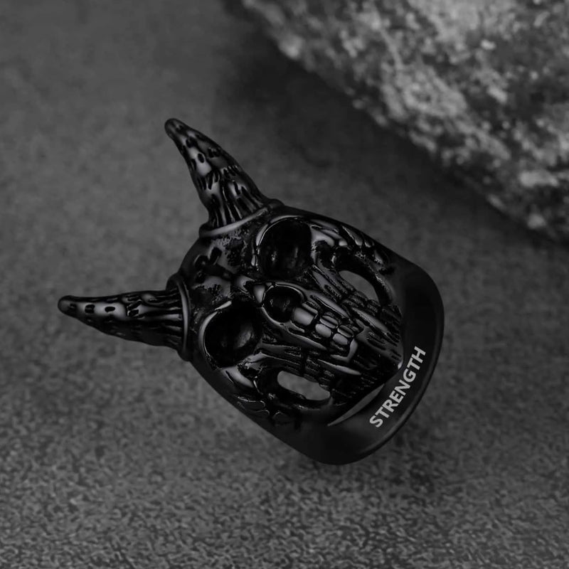 Satanic Baphomet Goat Skull Head Ring for
