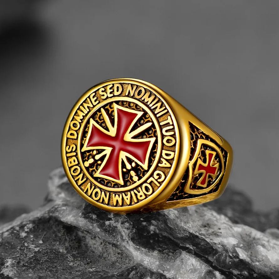 Red Knights Templar Cross Ring for