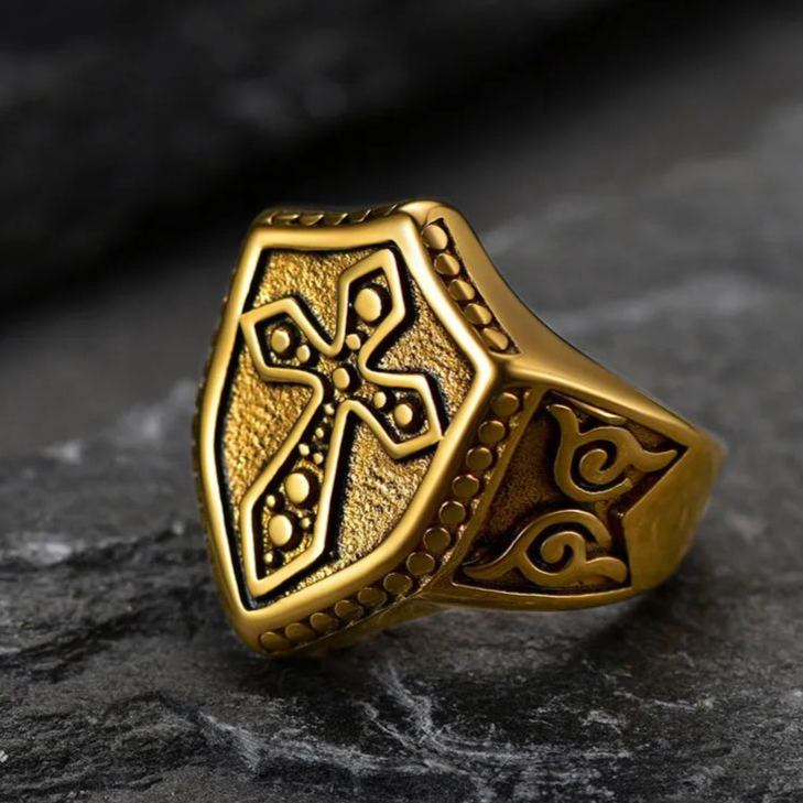 Shield Crusader Templar Cross Stainless Steel Ring for