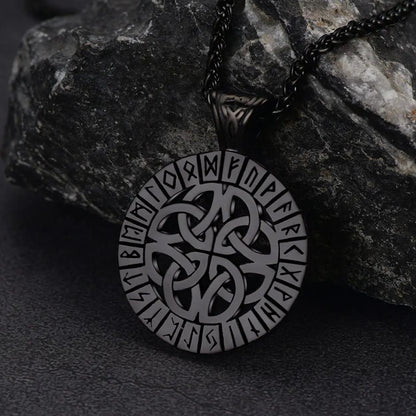 Irish Celtic Knot Necklace With Viking Runes for