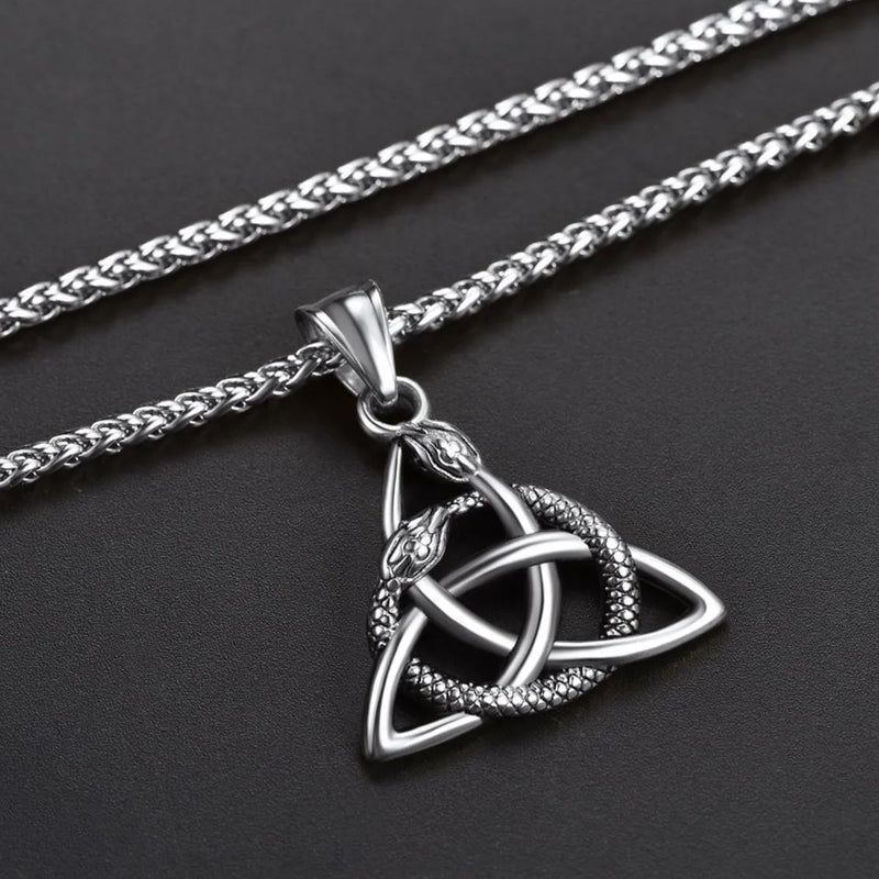 Ouroboros Celtic Knot Snake Pendant Necklace