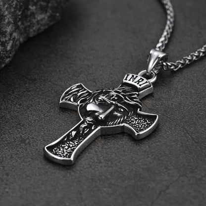 Flash Christian Christ Jesus Face Crucifix Cross Pendant Necklace