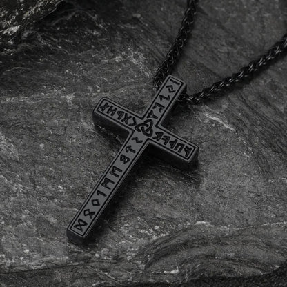 Viking Rune Cross Pendant Necklace for
