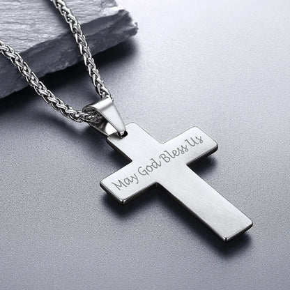 Christian Black Enamel Cross Pendant Necklace for