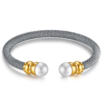 Imitation Pearl Bracelet for / Stainless Steel Bracelet in Gold and Silver Colour