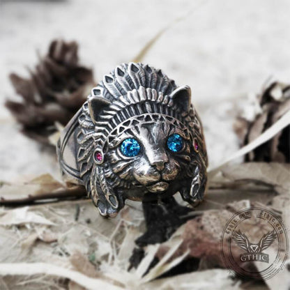 Indian Native Cat Sterling Silver Ring