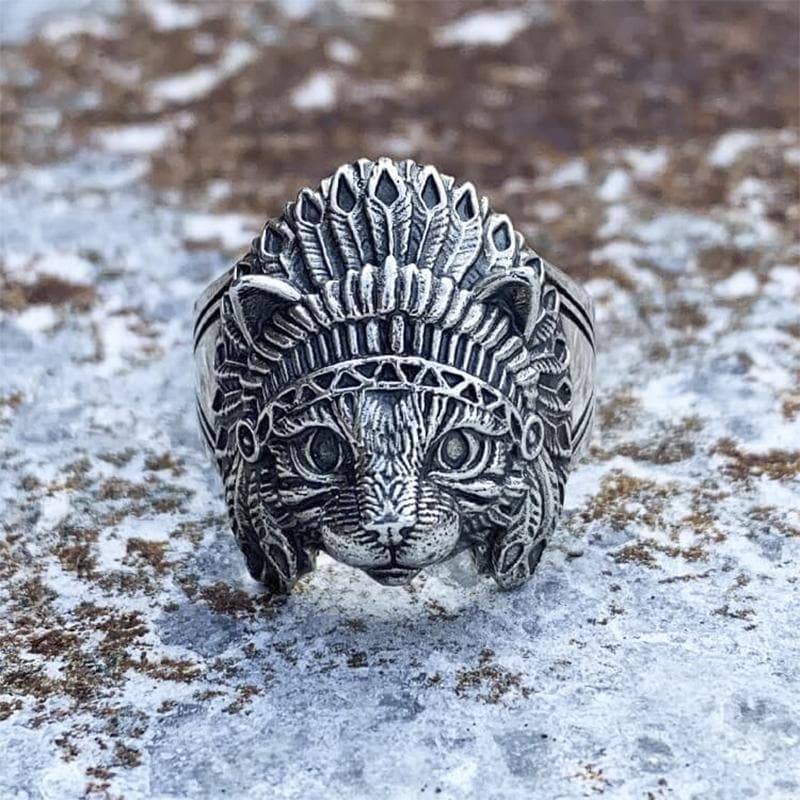 Indian Native Cat Sterling Silver Ring