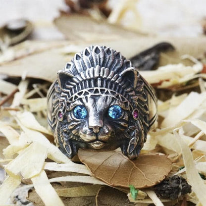 Indian Native Cat Sterling Silver Ring