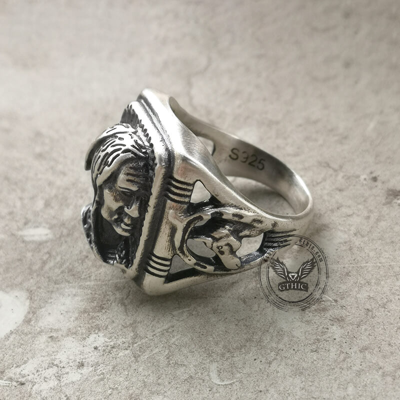 Indian Portrait Sterling Silver Ring