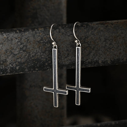 Inverted Cross Sterling Silver Earrings