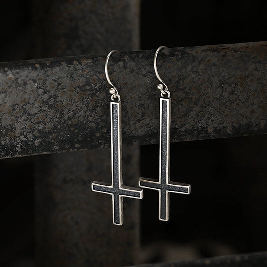 Inverted Cross Sterling Silver Earrings
