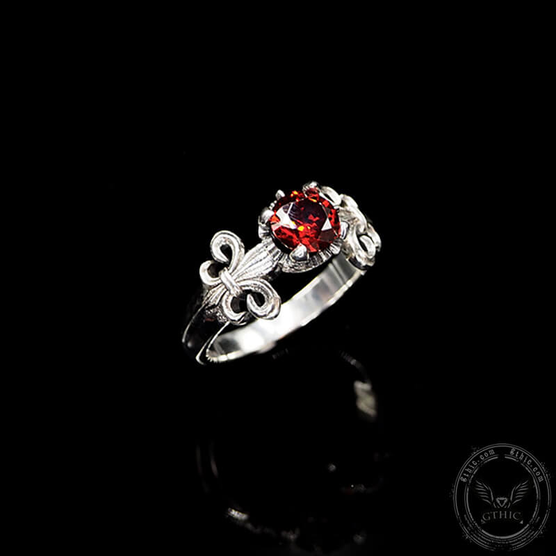 Iris Inlaid Gemstone Sterling Silver Crown Engagement Ring