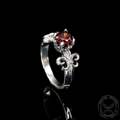 Iris Inlaid Gemstone Sterling Silver Crown Engagement Ring