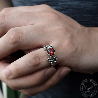 Iris Inlaid Gemstone Sterling Silver Crown Engagement Ring