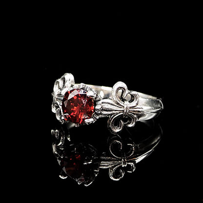 Iris Inlaid Gemstone Sterling Silver Crown Engagement Ring