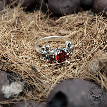 Iris Inlaid Gemstone Sterling Silver Crown Engagement Ring
