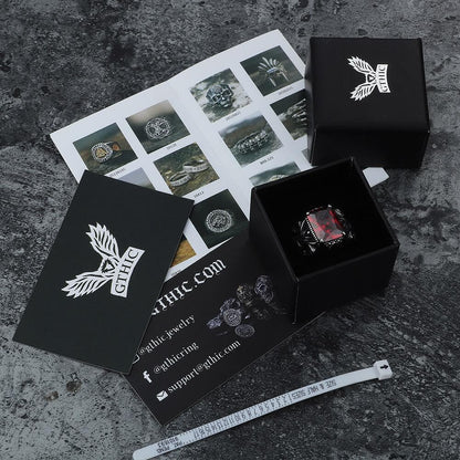 Iris Pattern Gem Stainless Steel Cz Ring
