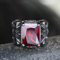Iris Pattern Gem Stainless Steel Cz Ring