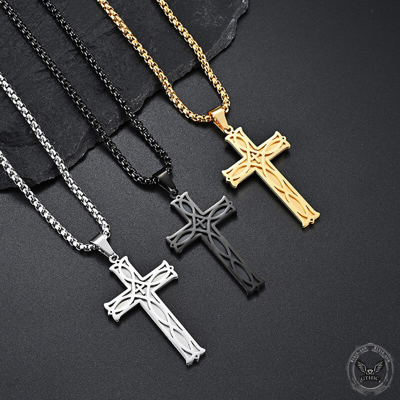 Irish Knot Stainless Steel Cross Pendant