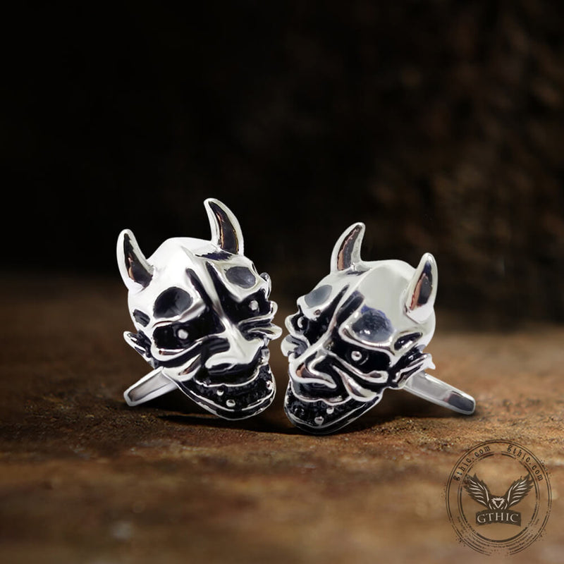 Japanese Demon Oni Brass Skull Cufflinks