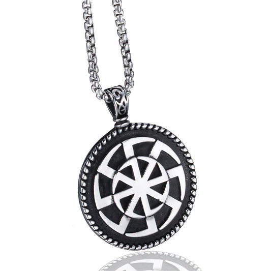 Kolovrat Pagan Stainless Steel Pendant / Slavic Symbol of the Sun / Unique Metal Jewelry