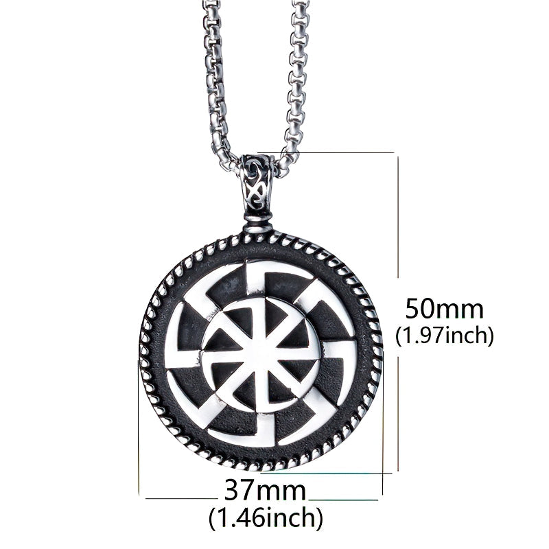 Kolovrat Pagan Stainless Steel Pendant / Slavic Symbol of the Sun / Unique Metal Jewelry