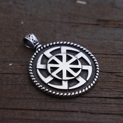 Kolovrat Pagan Stainless Steel Pendant / Slavic Symbol of the Sun / Unique Metal Jewelry