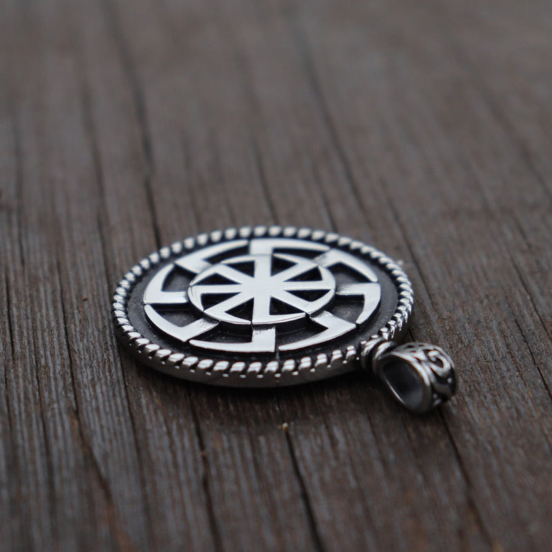 Kolovrat Pagan Stainless Steel Pendant / Slavic Symbol of the Sun / Unique Metal Jewelry