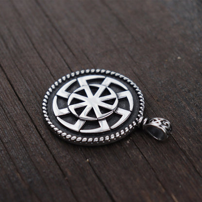 Kolovrat Pagan Stainless Steel Pendant / Slavic Symbol of the Sun / Unique Metal Jewelry