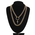 Layered Chain Necklace for in Punk Style / Cross Pendants / Aesthetic Jewelry