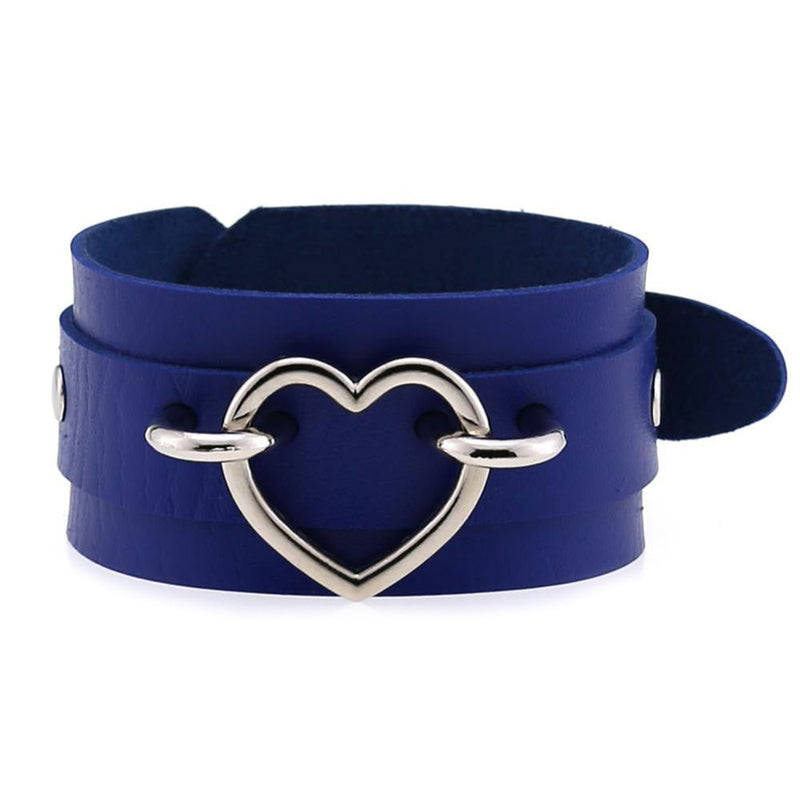 Leather Wristband Cuff Bracelets With Heart / Emo Bracelets for and