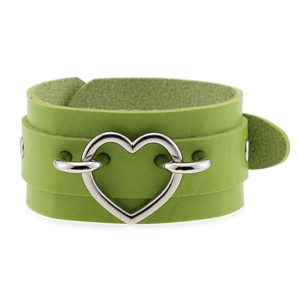 Leather Wristband Cuff Bracelets With Heart / Emo Bracelets for and