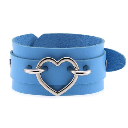 Leather Wristband Cuff Bracelets With Heart / Emo Bracelets for and