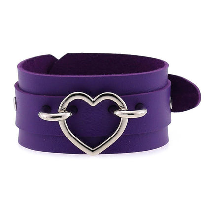 Leather Wristband Cuff Bracelets With Heart / Emo Bracelets for and