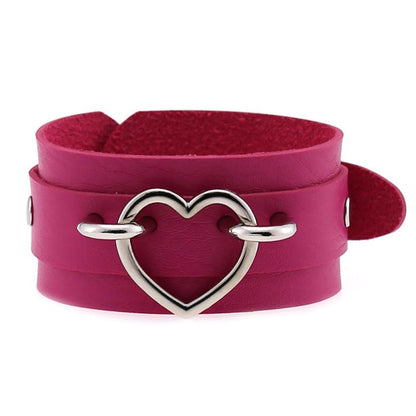 Leather Wristband Cuff Bracelets With Heart / Emo Bracelets for and