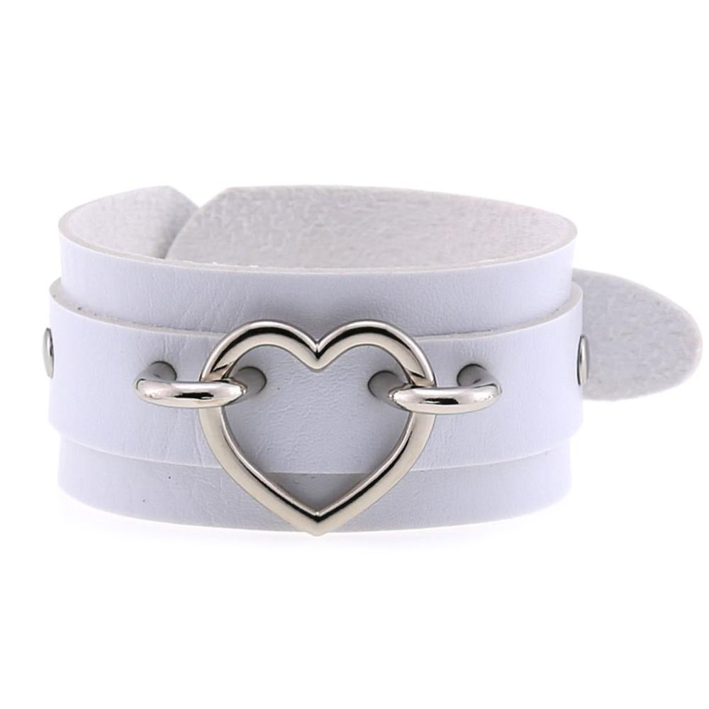 Leather Wristband Cuff Bracelets With Heart / Emo Bracelets for and