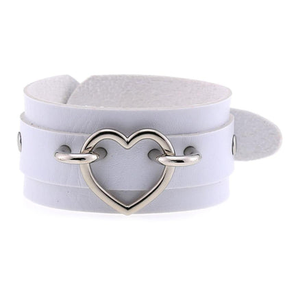 Leather Wristband Cuff Bracelets With Heart / Emo Bracelets for and