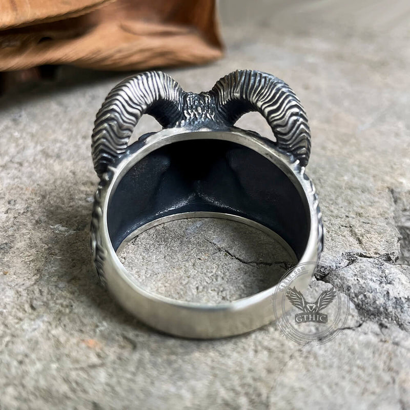 Leviathan Cross Goat Sterling Silver Ring