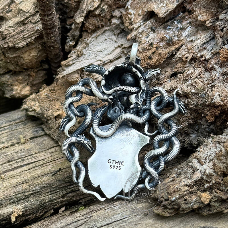 Leviathan Cross Snake Sterling Silver Skull Pendant