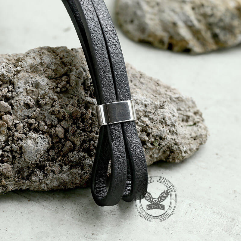 Lion Head Anchor Stainless Steel Leather Bracelet