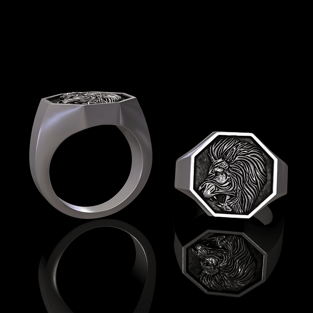 Lion Sterling Silver Signet Ring