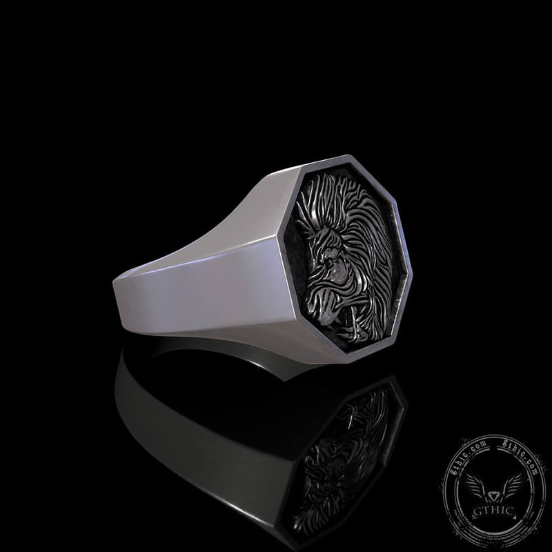 Lion Sterling Silver Signet Ring