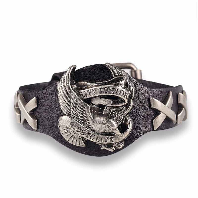 Live to Ride Genuine Leather Bracelet / Alternative Jewelry for Woman / Biker Style