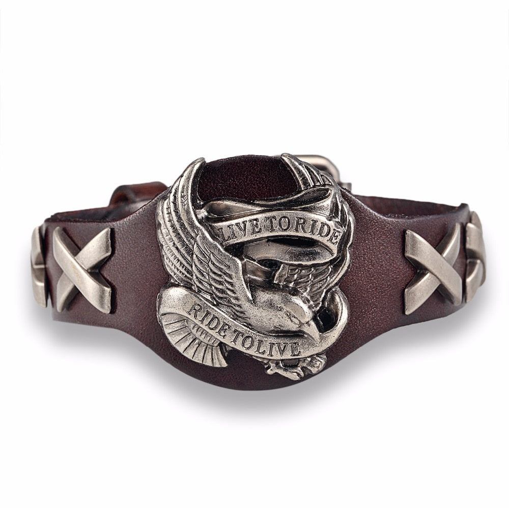 Live to Ride Genuine Leather Bracelet / Alternative Jewelry for Woman / Biker Style