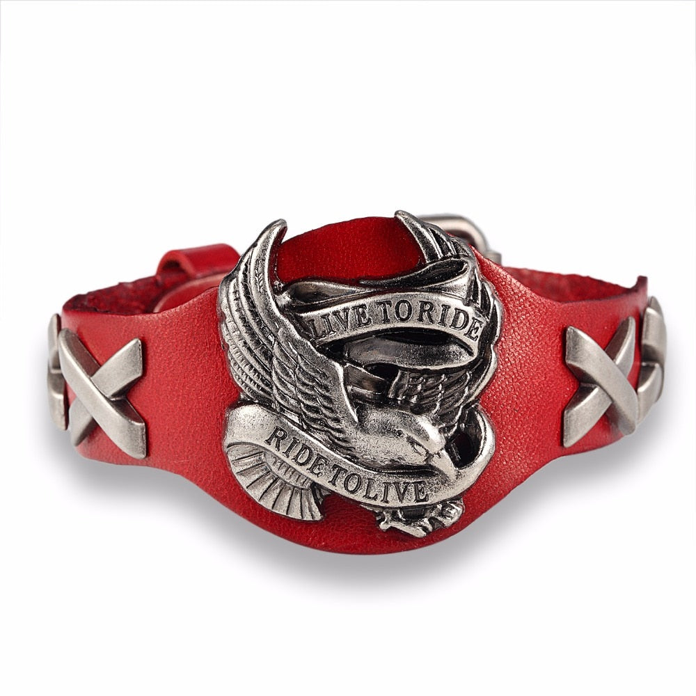 Live to Ride Genuine Leather Bracelet / Alternative Jewelry for Woman / Biker Style