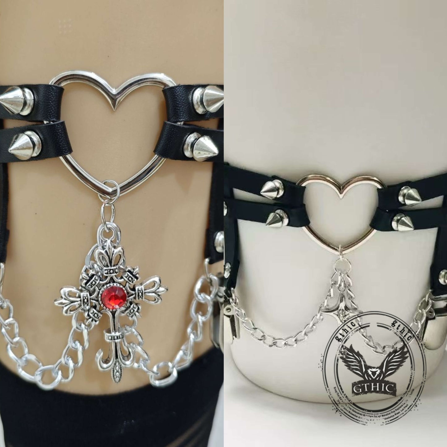 Love Chain Leather Rivet Y2k Adjustable Thigh Ring