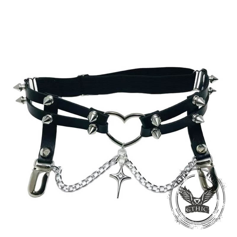 Love Chain Leather Rivet Y2k Adjustable Thigh Ring